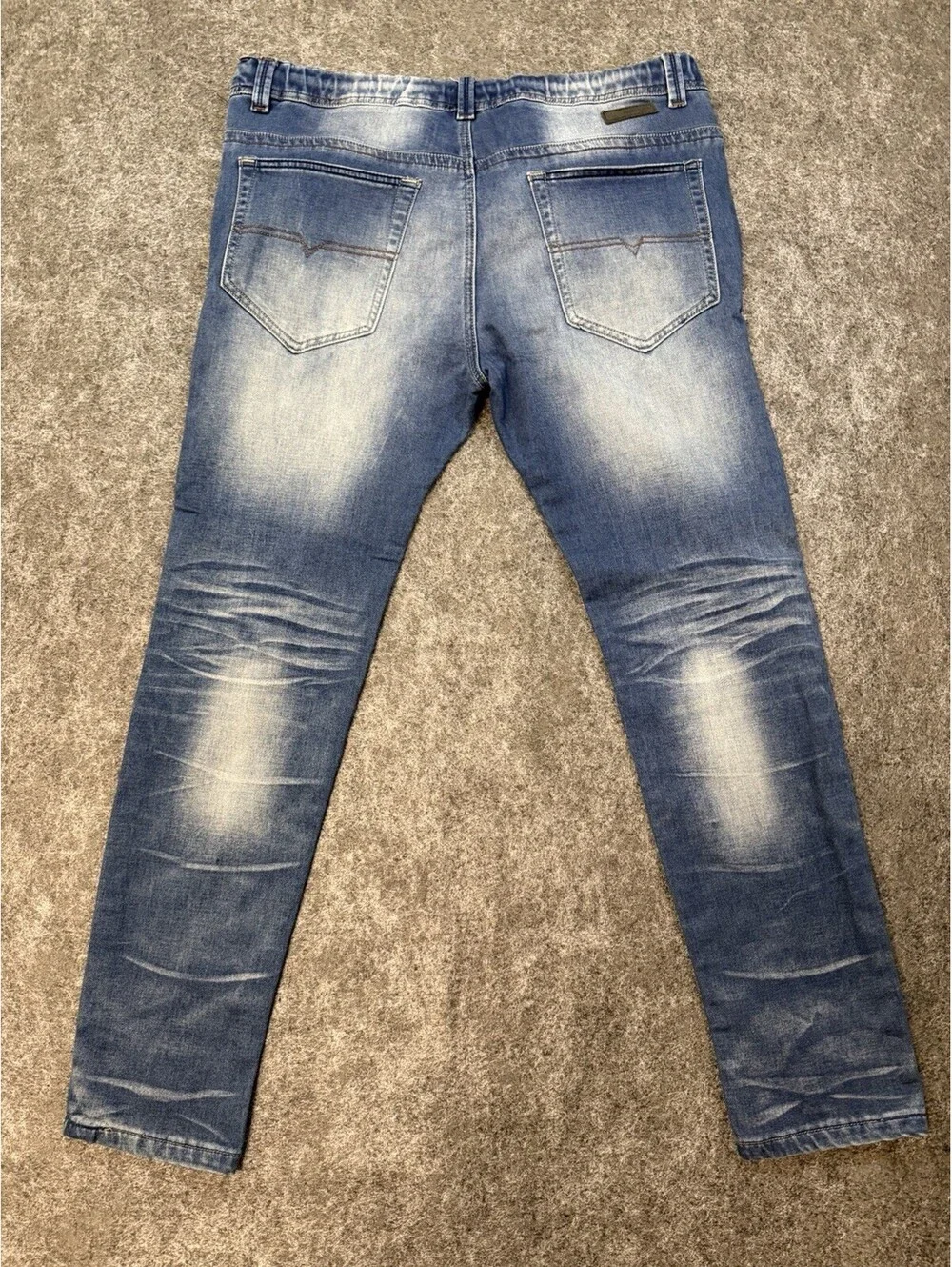 Diesel Krooley Denim Sweatogg Jeans Men’s 32 Blue Distressed Drawstring Italy